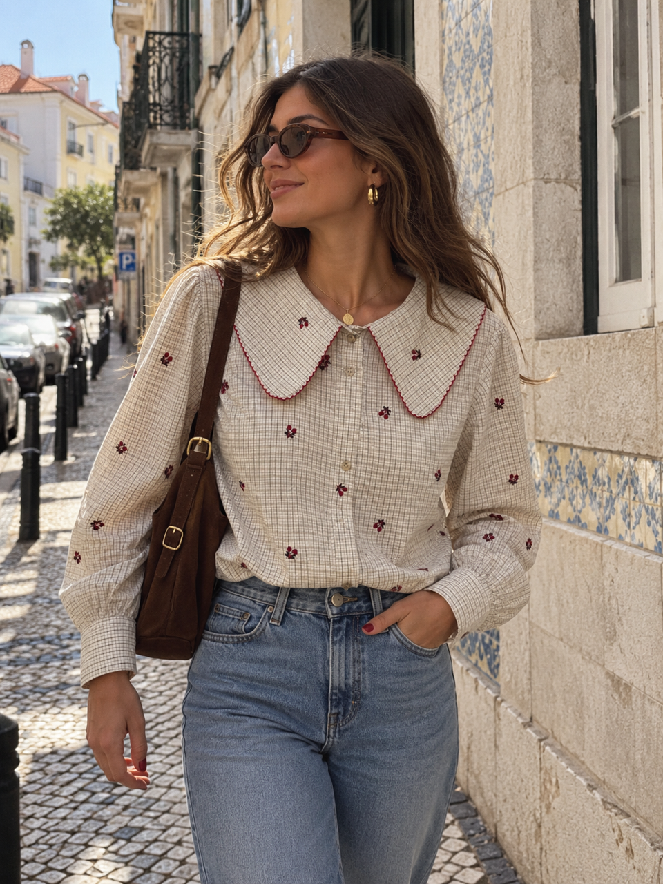 Camiseiro com Gola e Bordados